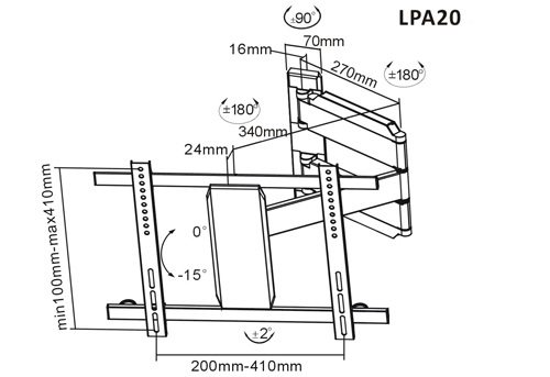 Brateck LPA20 televizní držák na LCD LED plazma Tv Brateck LPA20 televizní držák na LCD LED plazma Tv