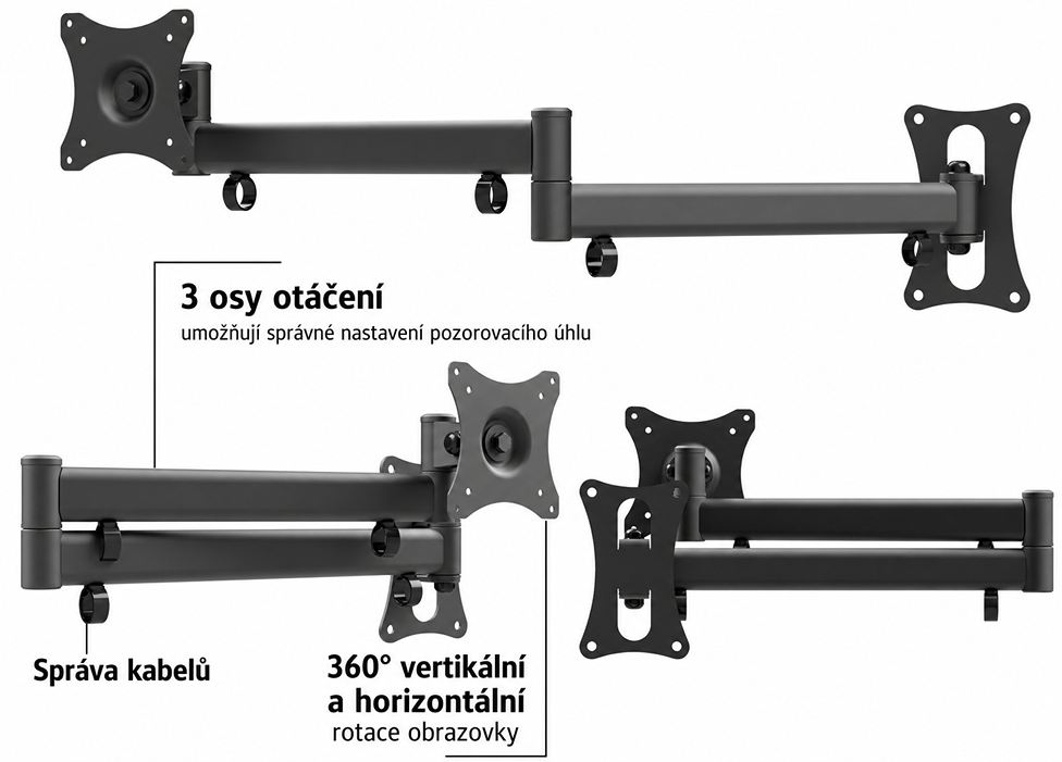 Otočný sklopný a výsuvný držák na televizi nebo monitor Edbak GD18