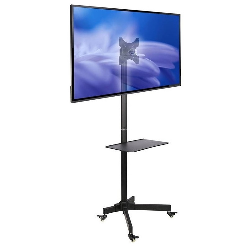Stojan Ergosolid Falco 22 kvalitní stojan na monitor nebo televizor s výškovým polohováním a naklápěním, pojízdný + polička