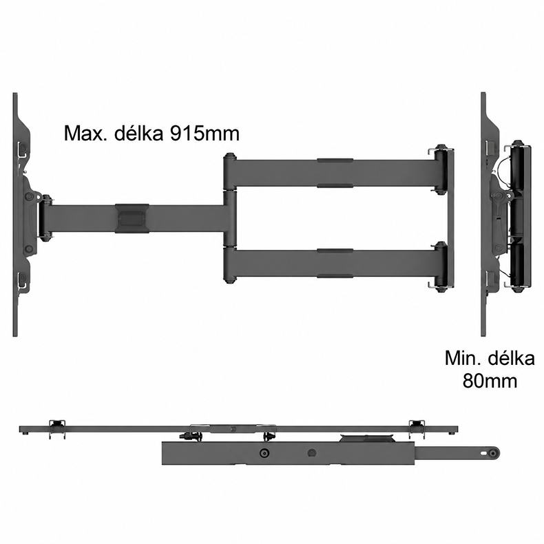 Nastavení vzdálenosti televize od zdi 80mm až 915mm s držákem Ergosolid Onyx-20