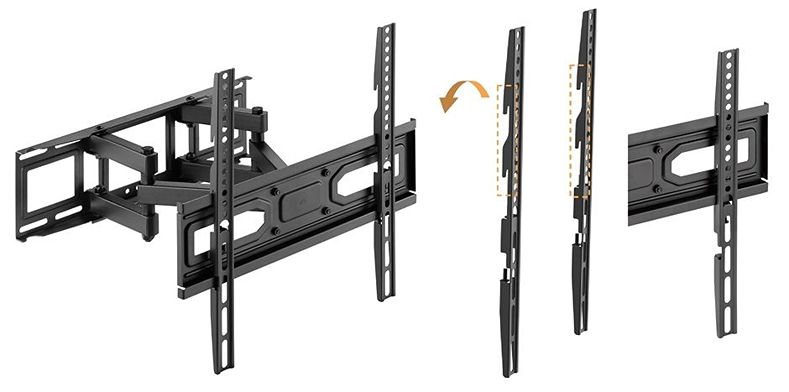 2 možnosti volby výšky Tv o 75mm na držáku Fiber Mounts FM79