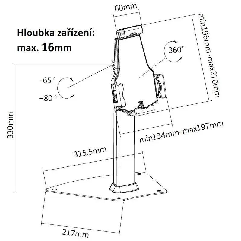 Fiber Mounts TAGATA1 je stolní stojan s držákem na tablety iPady se zajištěním proti odcizení, krádeži. Nastavení náklonu, rotace obrazovky, vedení kabeláže, top kvalita
