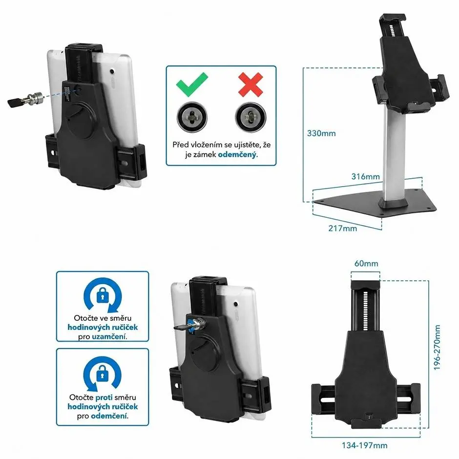 Uzamykatelný držák iPadu tabletu na stolním stojanu Fiber Mounts Tagata1