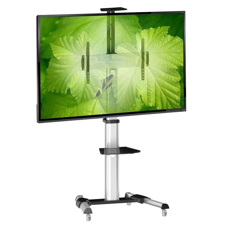 I profesionální televizní stojan může být levný: Fiber Novelty FN7000, výškové nastavení 120-160cm, náklon Tv, funkce PIVOT, pojezd s brzdou, 2x polička, vedení kabeláže, konstrukce z hliníku, unikátní design, profesionální kvalita Profesionální podlahový stojan na televizi monitor nebo displej s nastavením výšky, náklonu, rotace, 2 police Fiber Novelty FN7000