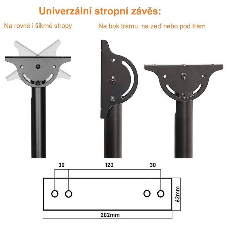 Systém pro skryté vedení kabeláže stropním držákem TV Fiber Novelty T1410