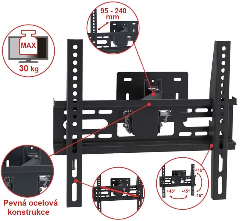Držák na televize s polohováním obrazovky Fiber Mounts FM049