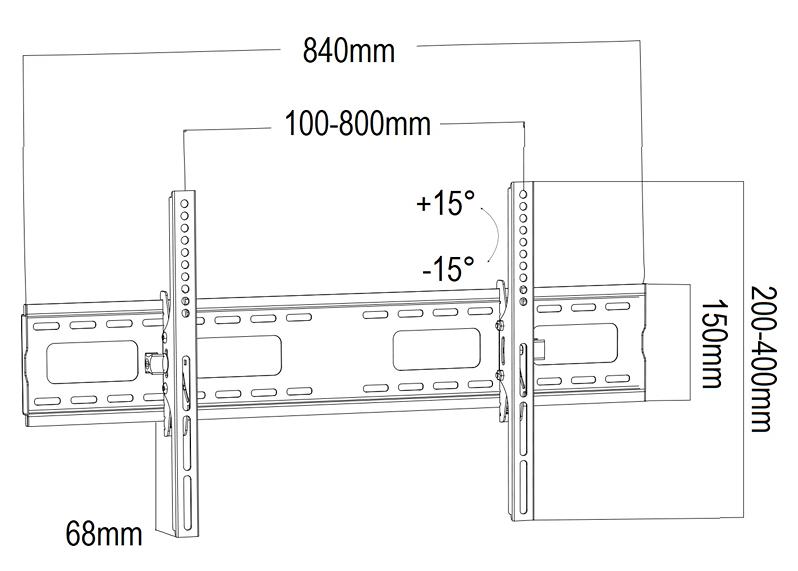 Televizní držák s naklápěním Fiber Mounts M4C22 rozměry
