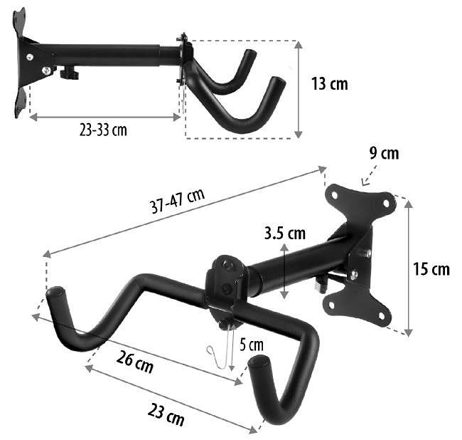 Rozměry držáku jízdního kola Fiber Mounts M4C84