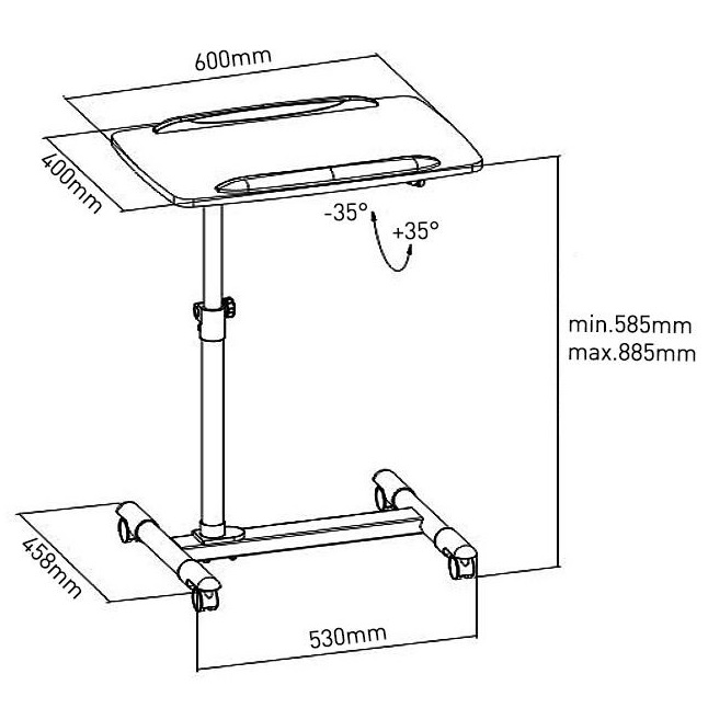 Stolek na notebook nebo projektor Fiber Mounts M6C71