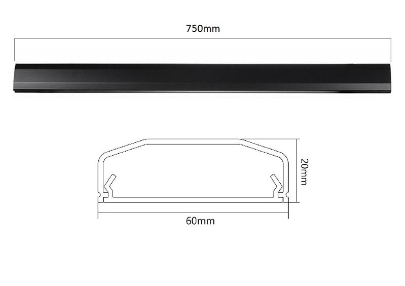 Krytka na kabely, hliníková, délka 750mm, šířka 60mm, výška 20mm - Fiber Mounts M6C93S stříbrná