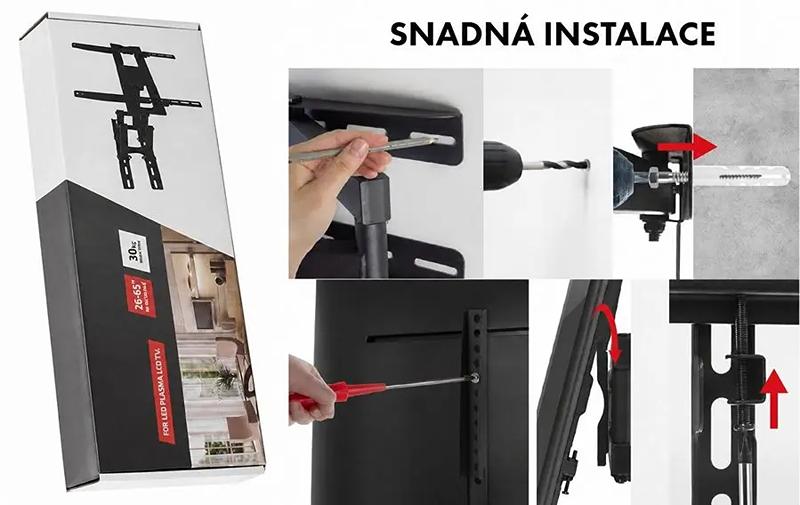 Otočný a sklopný, vysouvací držák na televize pro zavěšení na stěnu Fiber Mounts M7C6