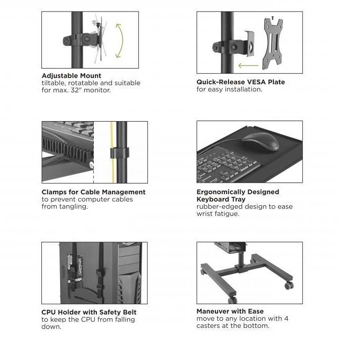 Profesionální mobilní pojízdná pracovna - ideální do kanceláří, na výstavy, prezentace, konference - Fiber Mounts M79C3