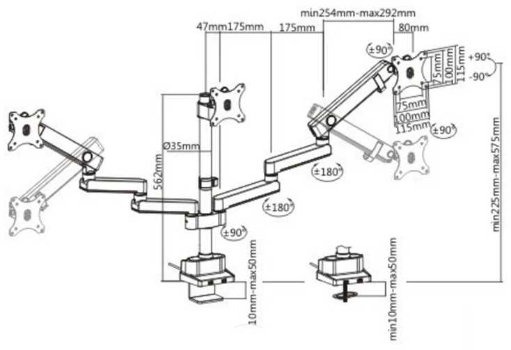 Fiber Mounts M8C11 je profesionální polohovací stolní držák na 3 monitory do kanceláře