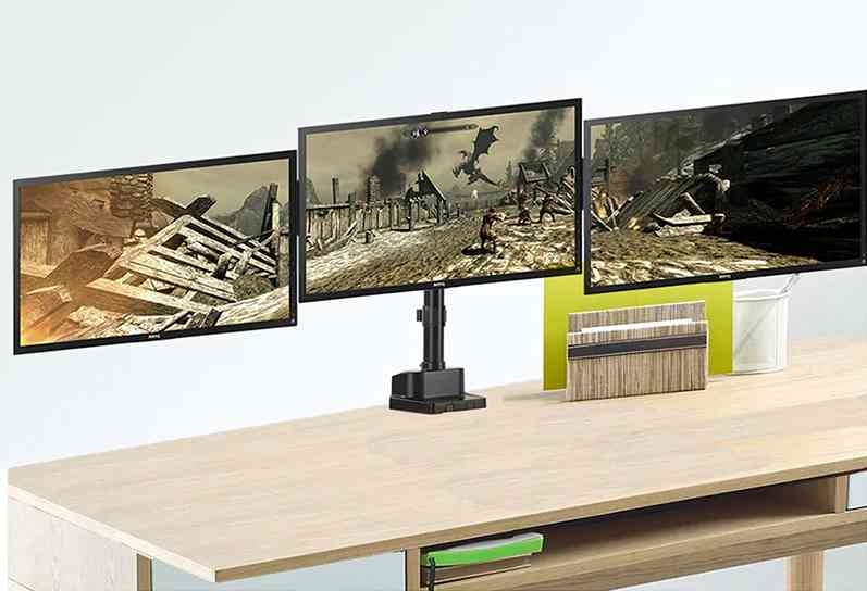 Profesionální stolní držák do kanceláře na 3 monitory Fiber Mounts M8C11