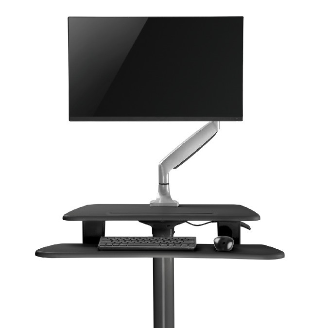 Horní pracovní deska je vhodná i pro použití stolního držáku na monitor - pracovní stanice Fiber Mounts M8C48