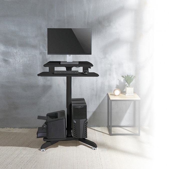 Pracovní stanice na PC, tiskárnu, klávesnici, myš a pracovní deskou na monitor. Výškové polohování pro práci v sedě nebo ve stoje. Kancelářská pracovní stanice Fiber Mounts M8C48