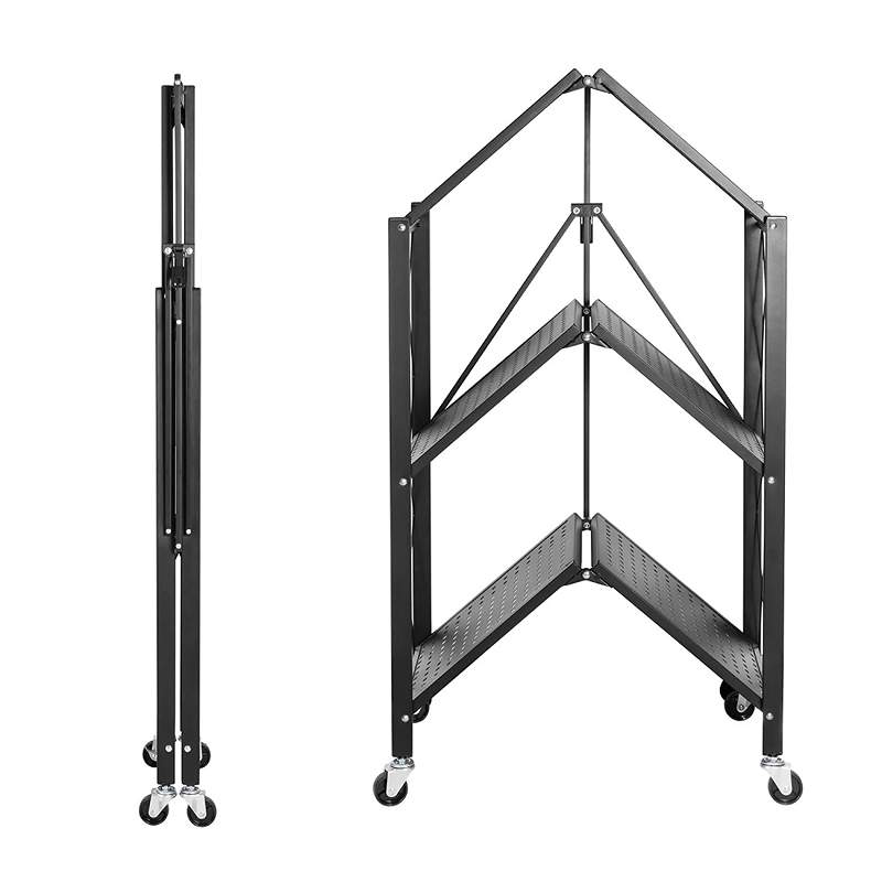 Praktický skládací stolek s 3 policemi, pojízdný Fiber Mounts M8C97
