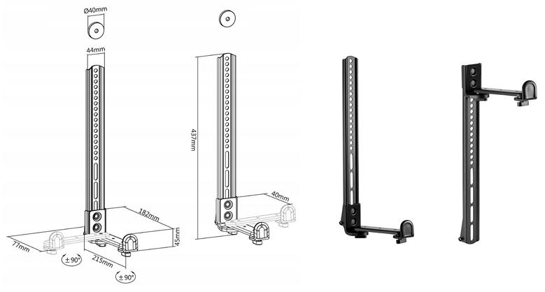 Rozměry držáku na soundbar Fiber Mounts M9C14