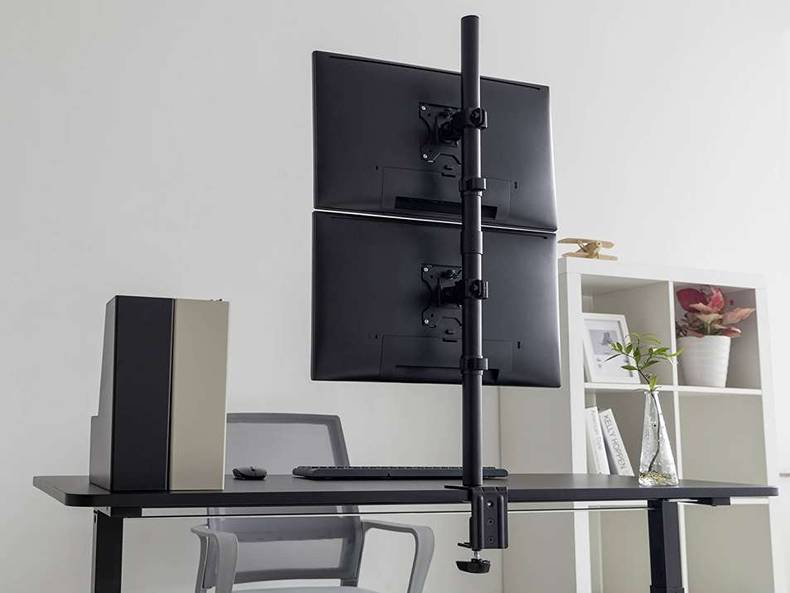 Kancelářský stolní držák na 2 monitory nad sebou nebo zády k sobě Fiber Mounts M9C66