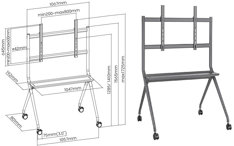 Rozměry Tv stojanu Fiber Mounts M9C77