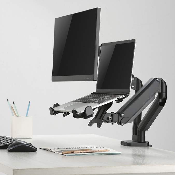 Stolní držák na monitor a notebook nebo laptop Fiber Mounts 836F160 je plně polohovatelný