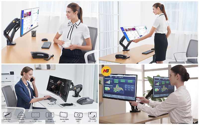 2 monitorový držák NB F160 - nezávislé zavěšení 2 monitorů na stolní držák