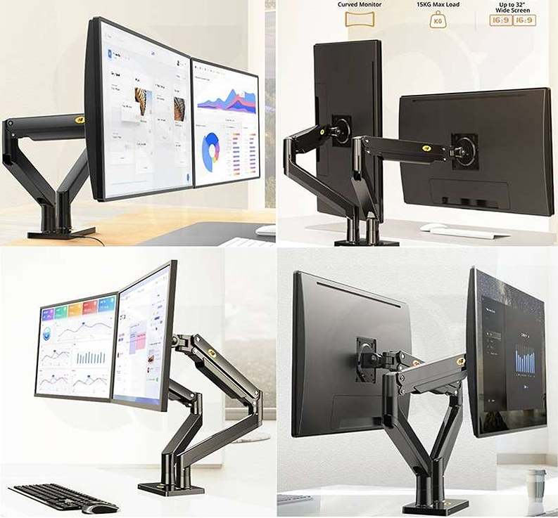 Kancelářský stolní držák na 2 monitory, plně ergonomický NB G32
