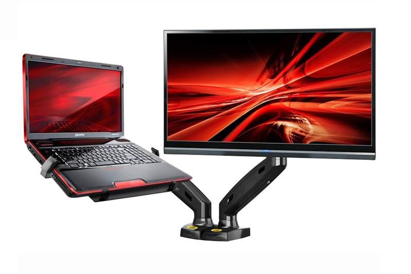 Fiber Mounts 764F160: vynikající kancelářský stolní držák na monitor a notebook, plně polohovtelný, Top kvalita a design Fiber Mounts H3F160 kancelářský stolní držák na monitor a notebook, plně polohovatelný