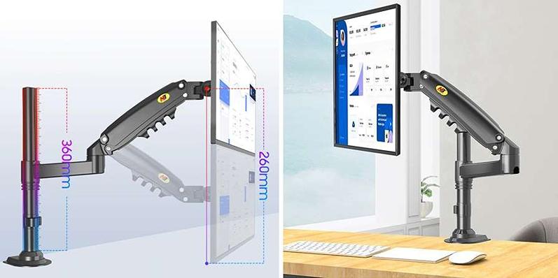 Stolní držák monitoru nebo Tv, plně polohovatelný, VESA 75x75 a 100x100, nosnost 9kg NB H80B