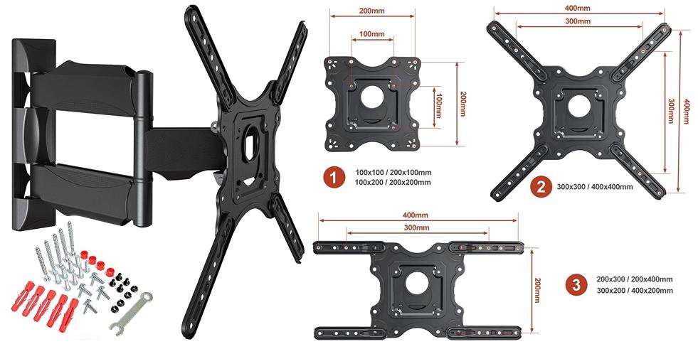 TV držák NB P4, VESA standardy a instalační materiál