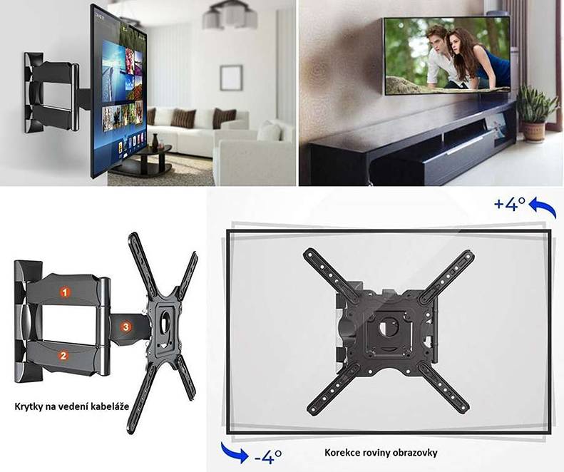 Snadné polohování obrazovky televize dle potřeby pro pohodlné sledování televize NB P4