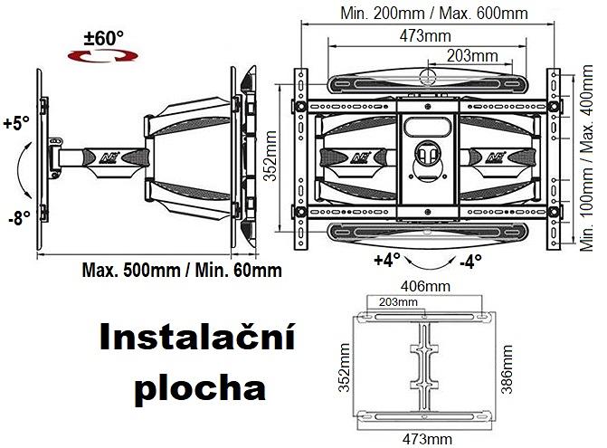 Televizní držák Fiber Mounts P6 je špičkové kvality a je určený pro zavěšení všech typů televizorů s úhlopříčkou do 70 palců. Televizní držák umožňuje otáčení Tv do stran, náklon, odtažení od zdi, korekci roviny, skryté vedení kabeláže. Televizní držák Fiber Mounts P6 vřele doporučujeme i náročným uživatelům. Televizní držák NB P65 rozměry, VESA standardy, instalační plocha