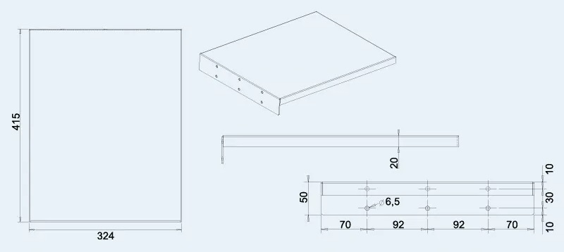Polička na příslušenství ke stojanu Omb Trolley E700, rozměry 415x324 mm, nosnost 5 kg - NENÍ SOUČÁSTÍ BALENÍ