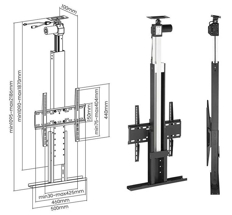 Elektrický stropní i podlahový držák TV Fiber Mounts M9C76