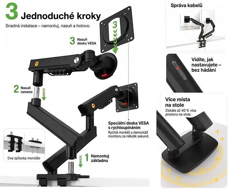 Stolní držák na 2 monitory displeje NB A5C