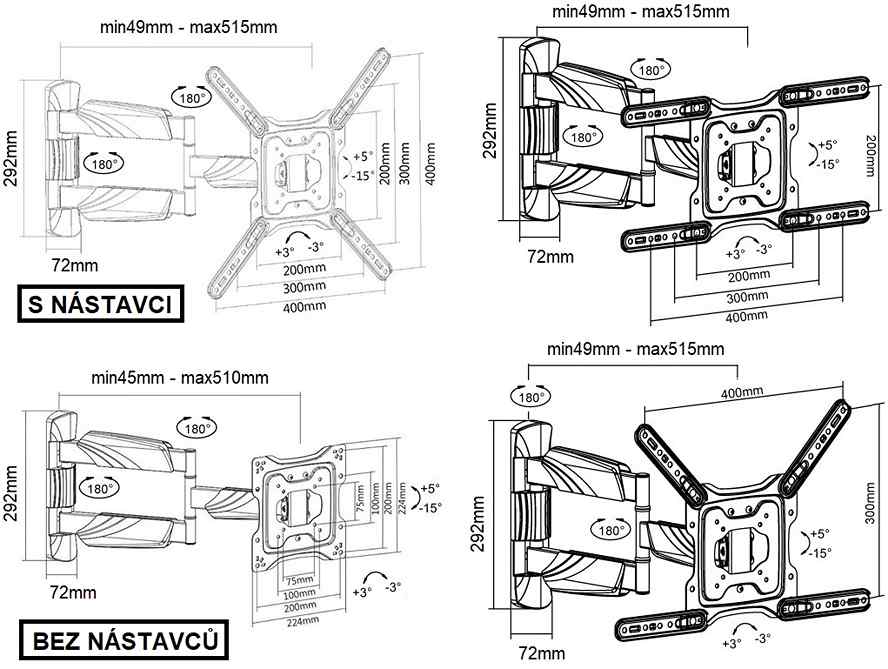 Držák pro polohování TV Fiber Mounts Excelent