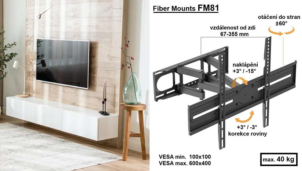 Polohovací TV držák Fiber Mounts FM81