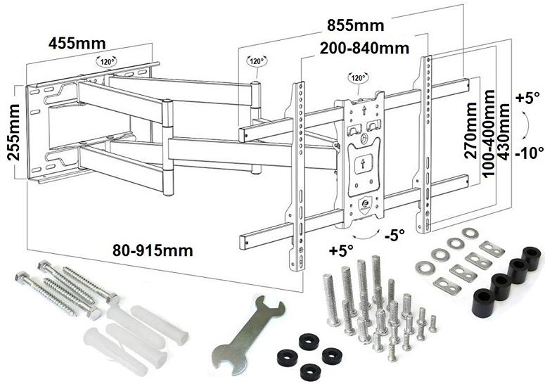 Poctivý výsuvný otočný a sklopný držák Tv Ergosolid ONYX-30