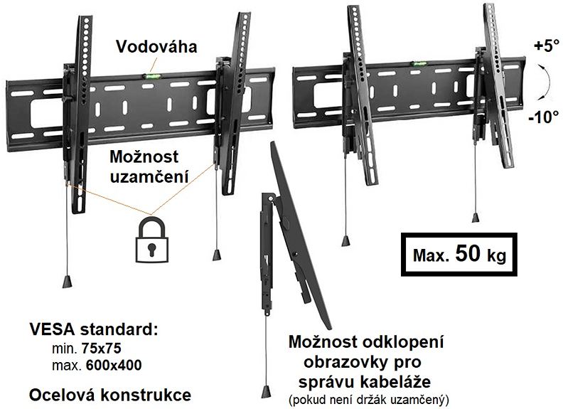 Uzamykatelný držák TV Fiber Mounts Certeza