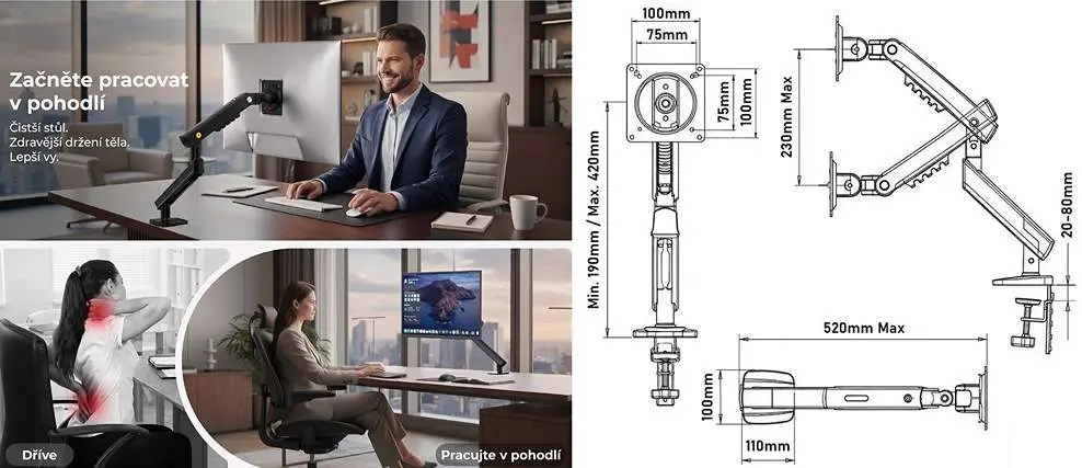 Stolní držák na monitor polohovací NB A5