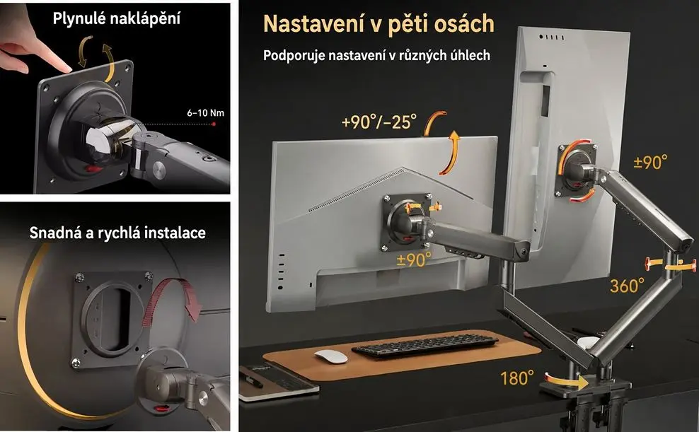 Stolní držák na 2 monitory displeje NB A5C