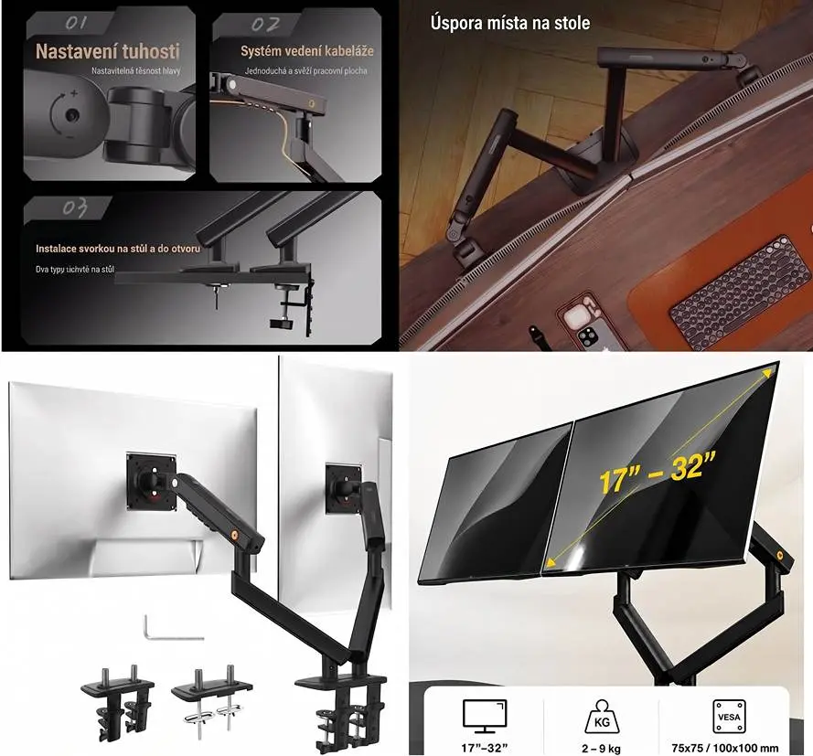 Stolní držák na 2 monitory displeje NB A5C