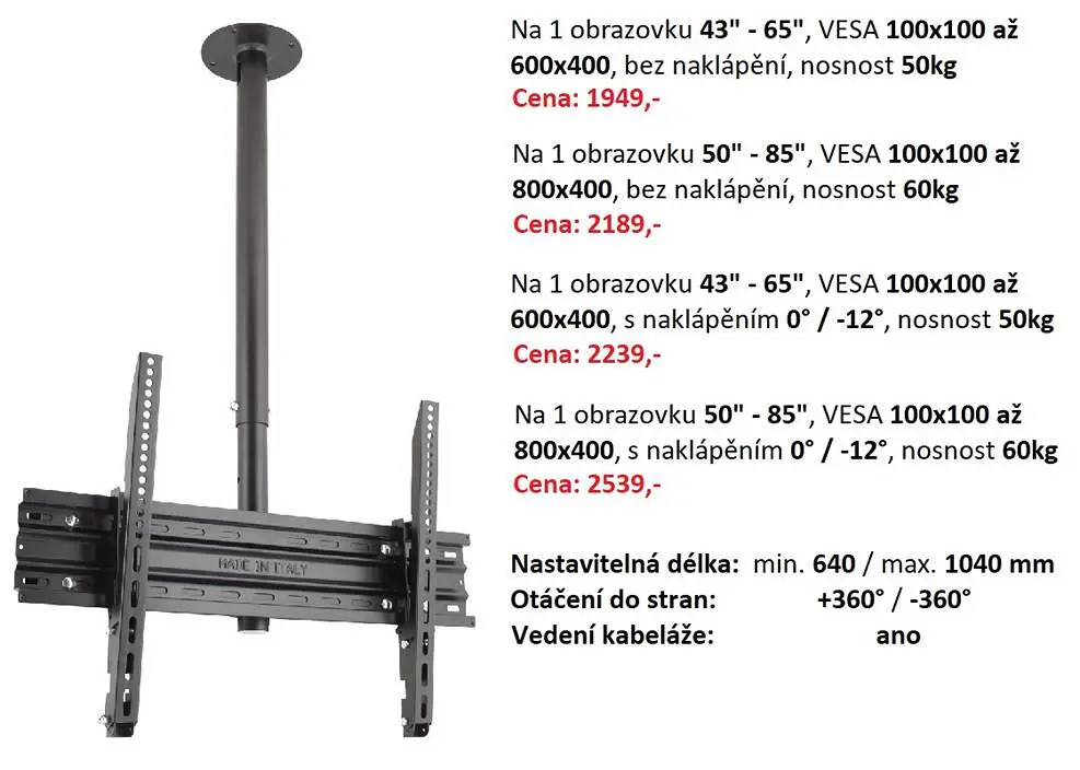Stropní držák OMB Lift New