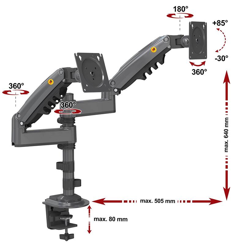 Stolní držák na 2 monitory NB H180