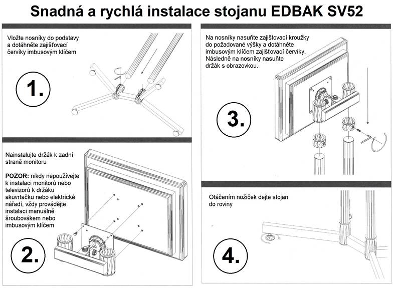 Profesionální stojan na monitor Tv Edbak SV52