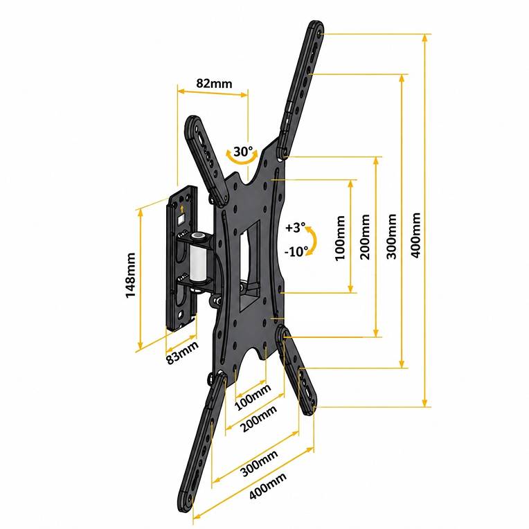 Otočný sklopný nástěnný držák monitoru TV Fiber Mounts FM51