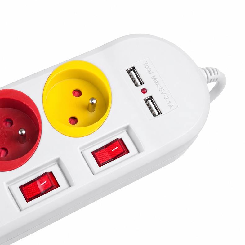 Prodlužka 150 cm se 4 zásuvkami a 2x USB Fiber Mounts FM229W