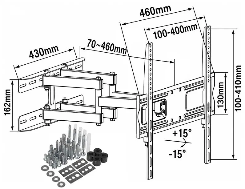 Nástěnný polohovací držák na televize Fiber Mounts M7C6