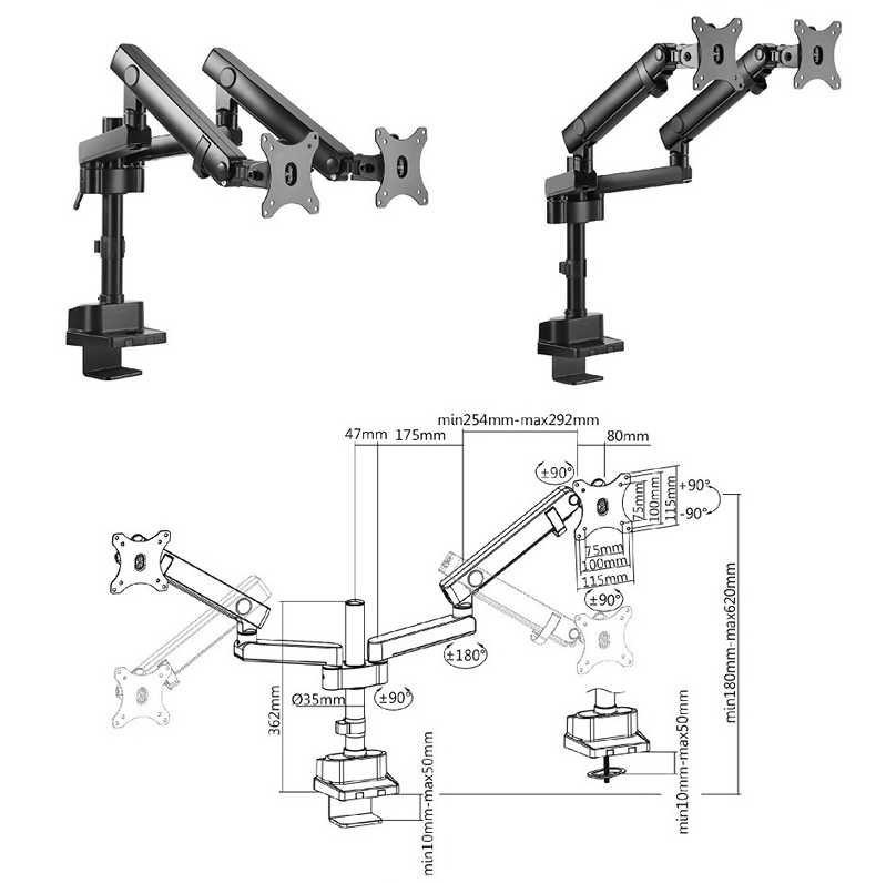 Stolní držák na 2 monitory Fiber Mounts M8C12