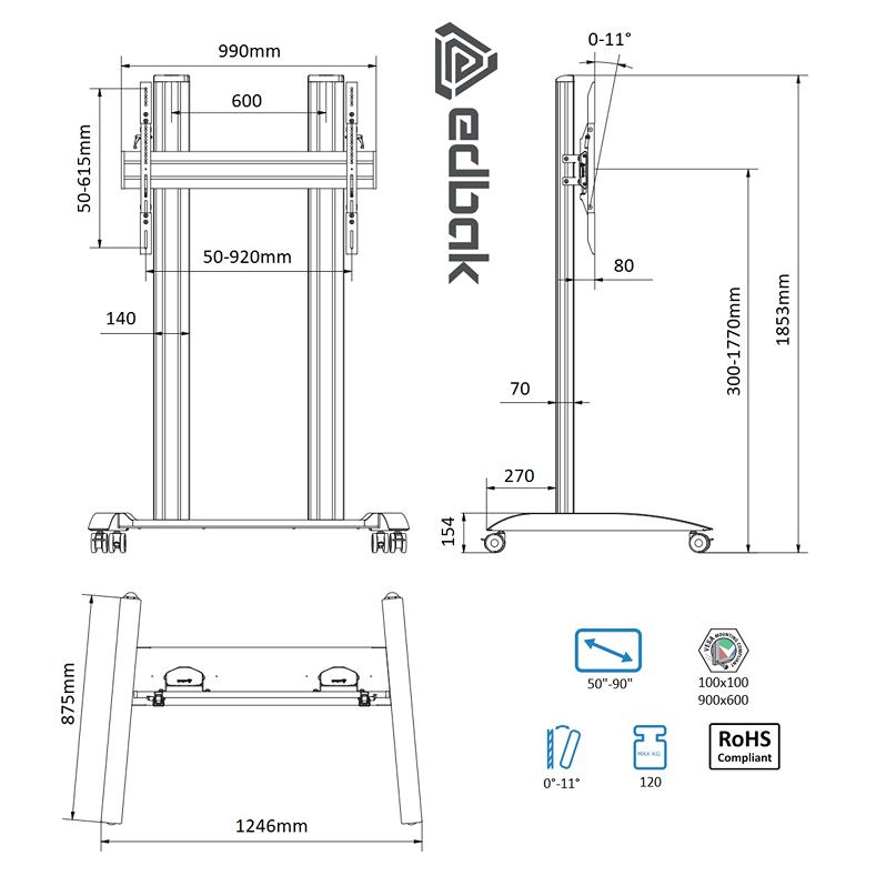 Stojan na Tv monitory Edbak TRV200